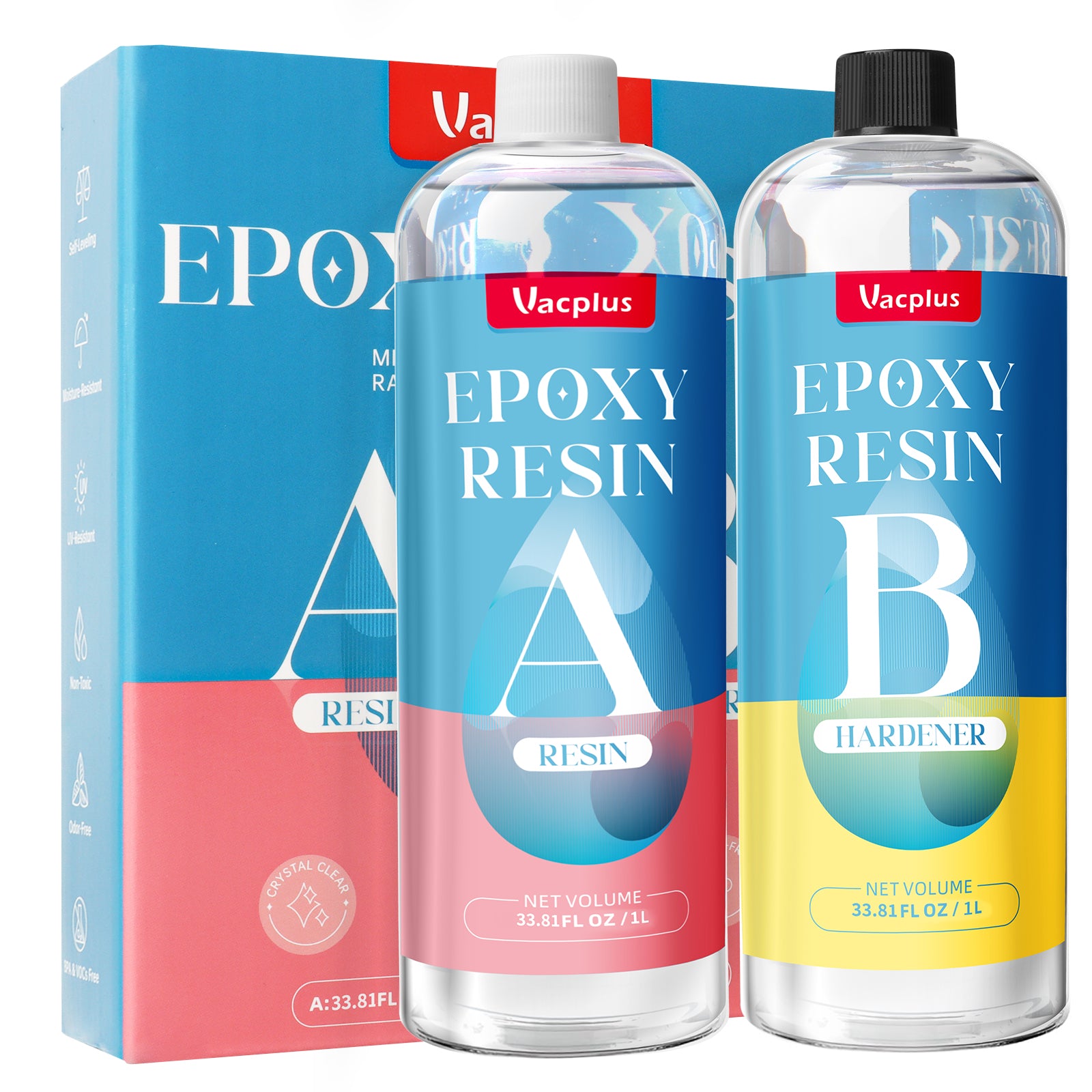 Vacplus Epoxy Resin - 10.14oz Epoxy Resin Kit, Crystal Clear Resin Epo