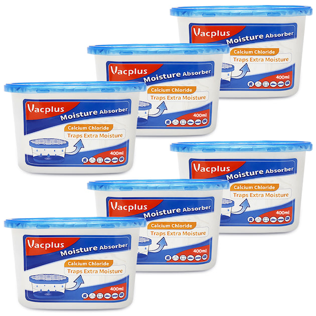 Vacplus Moisture Absorbers, 6 Pack, 10 oz, Leakproof Humidity Absorber, Fragrance Free