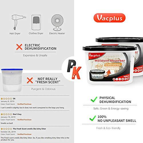 Dehumidifiers - Vacplus Moisture Absorber With Activated Charcoal, 6-PACK Closet Dehumidifier Odor Eliminator Attracts Excess Moisture From Bathroom, Closet & Kitchen, Unscented Dehumidifier For Closet (Nickname: VA-M154)