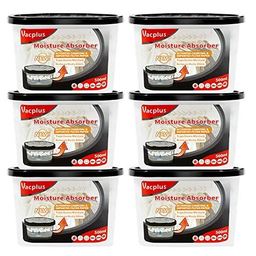 Dehumidifiers - Vacplus Moisture Absorber With Activated Charcoal, 6-PACK Closet Dehumidifier Odor Eliminator Attracts Excess Moisture From Bathroom, Closet & Kitchen, Unscented Dehumidifier For Closet (Nickname: VA-M154)